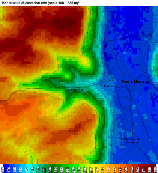 Montauville elevation map