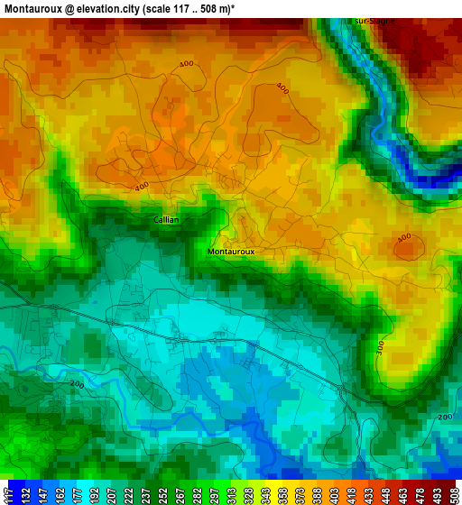 Montauroux elevation map