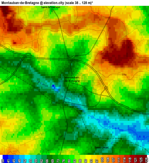 Montauban-de-Bretagne elevation map