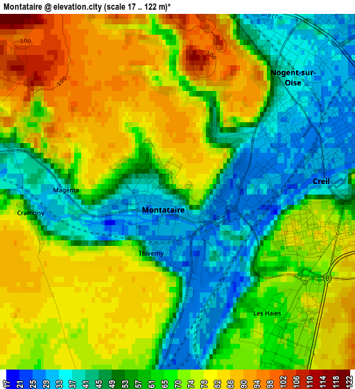 Montataire elevation map