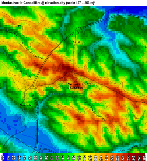 Montastruc-la-Conseillère elevation map