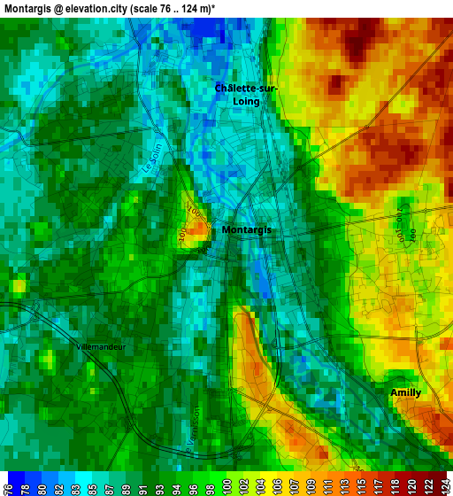 Montargis elevation map