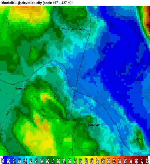 Montalieu elevation map