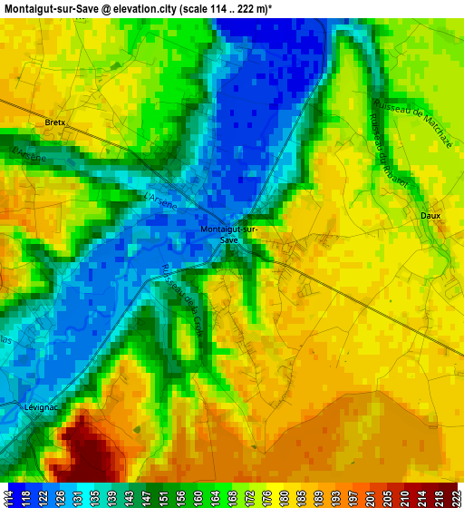 Montaigut-sur-Save elevation map