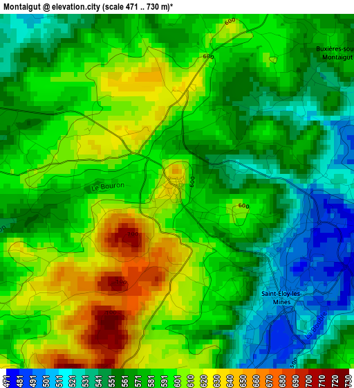 Montaigut elevation map