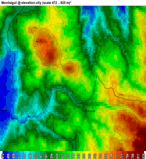 Montaigut elevation map