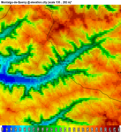 Montaigu-de-Quercy elevation map