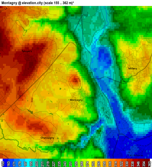 Montagny elevation map