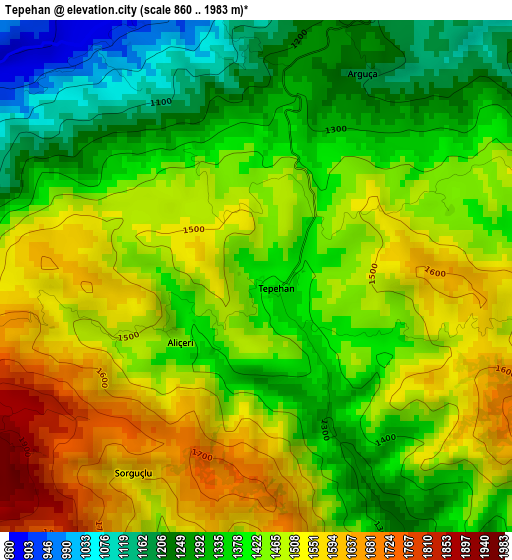 Tepehan elevation map