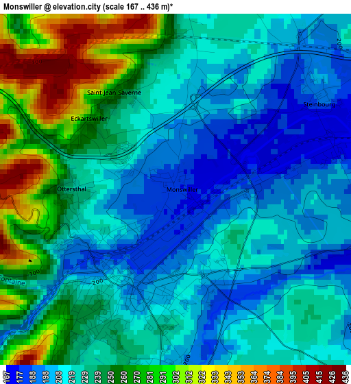 Monswiller elevation map