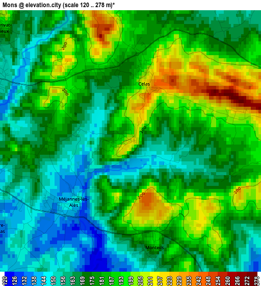 Mons elevation map