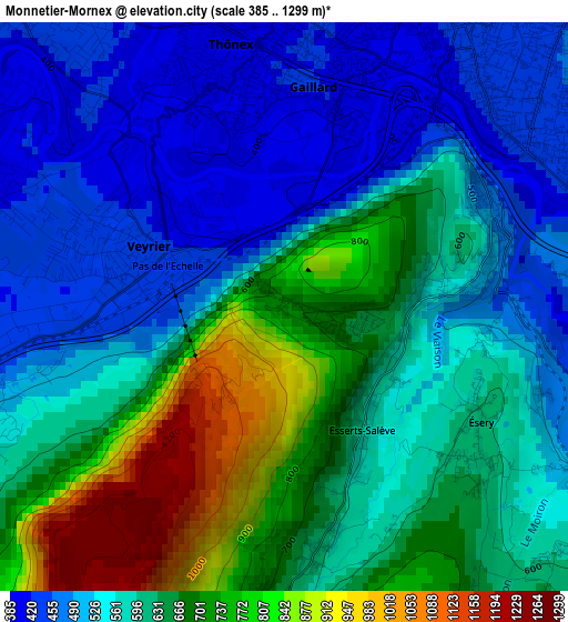 Monnetier-Mornex elevation map