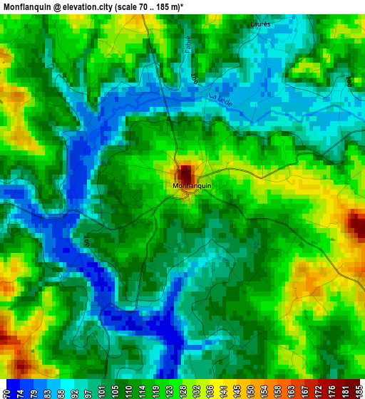 Monflanquin elevation map