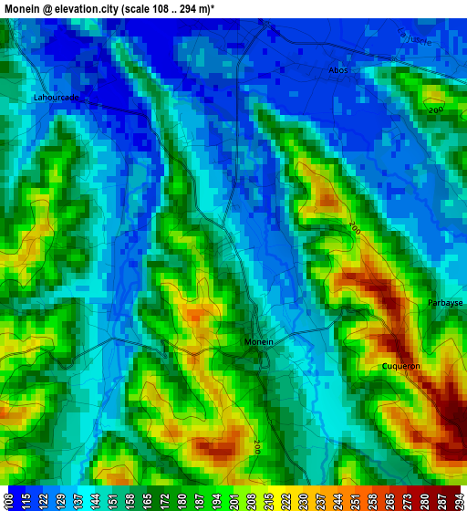 Monein elevation map