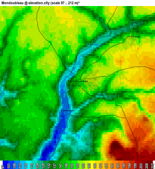 Mondoubleau elevation map