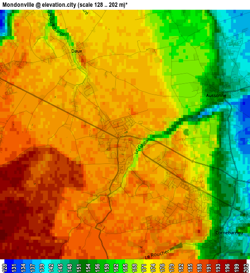 Mondonville elevation map