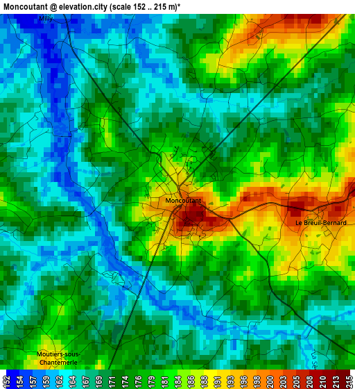 Moncoutant elevation map