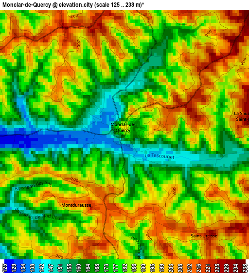 Monclar-de-Quercy elevation map