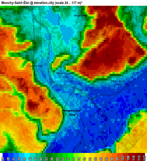 Monchy-Saint-Éloi elevation map