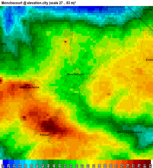 Monchecourt elevation map