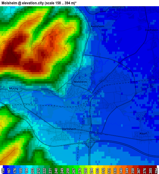 Molsheim elevation map