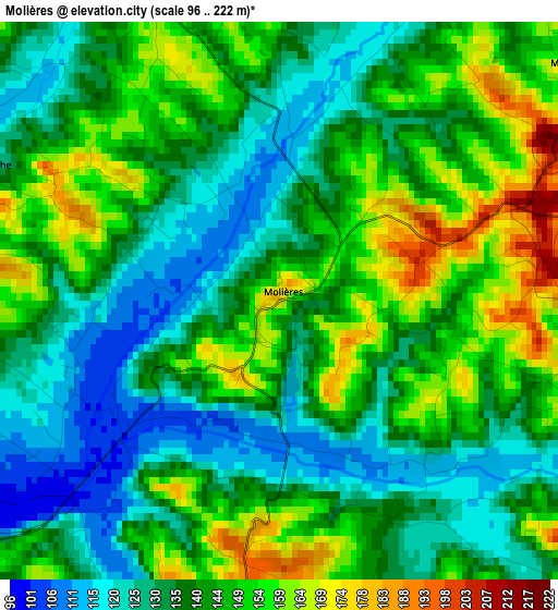 Molières elevation map