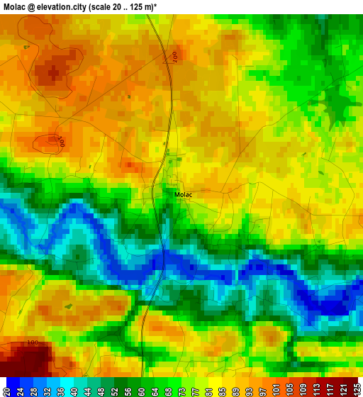 Molac elevation map