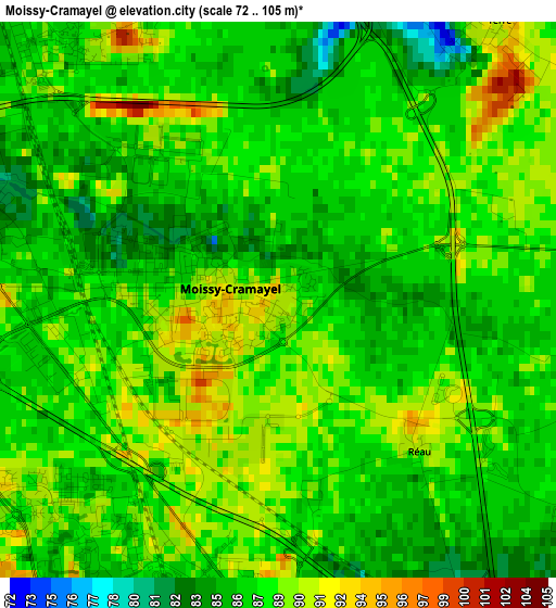 Moissy-Cramayel elevation map