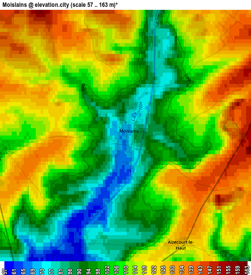 Moislains elevation map