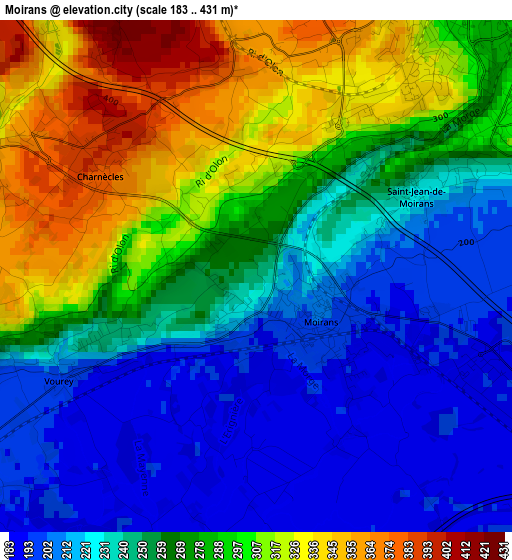 Moirans elevation map