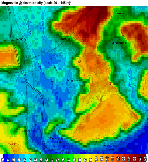 Mogneville elevation map