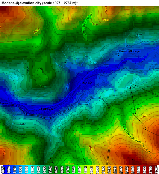 Modane elevation map