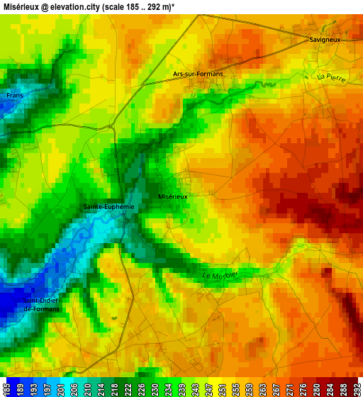 Misérieux elevation map