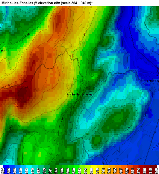 Miribel-les-Échelles elevation map