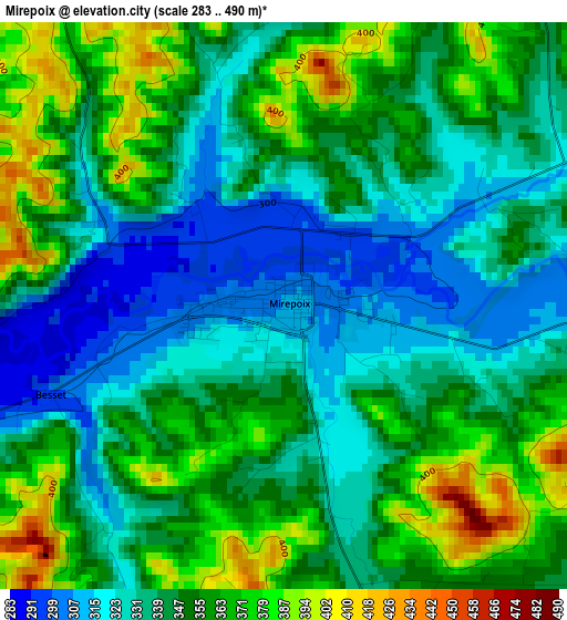 Mirepoix elevation map