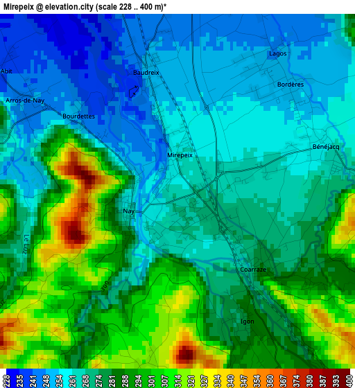 Mirepeix elevation map