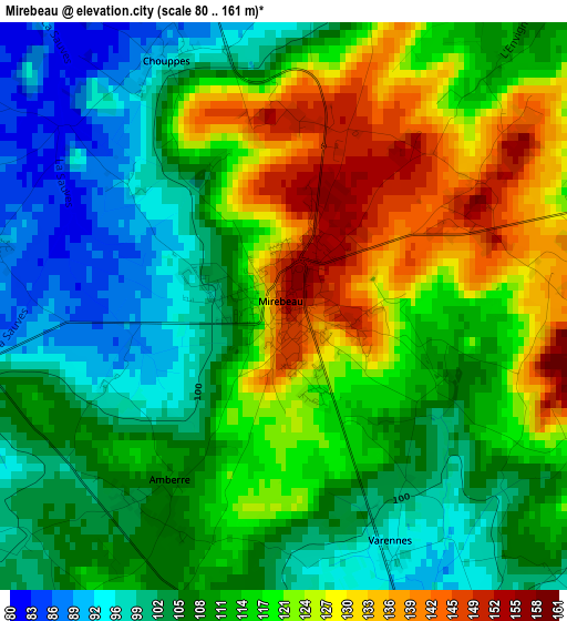 Mirebeau elevation map