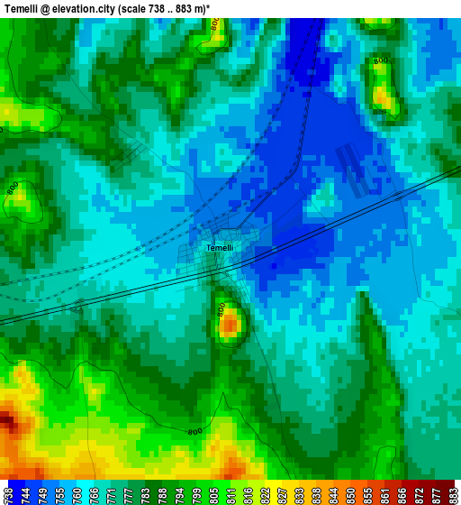 Temelli elevation map