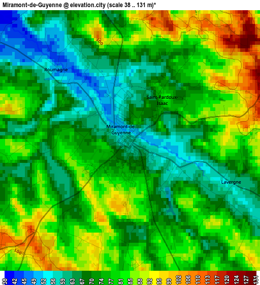 Miramont-de-Guyenne elevation map