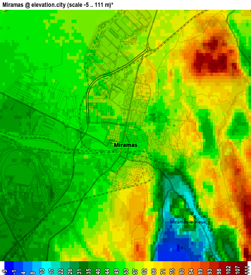 Miramas elevation map