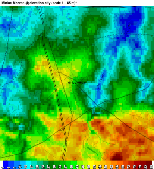 Miniac-Morvan elevation map