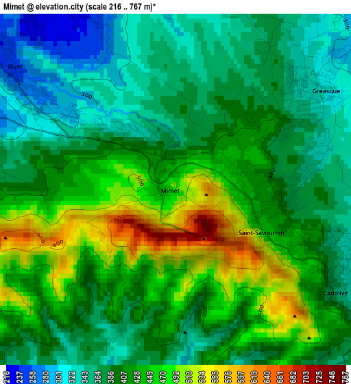 Mimet elevation map