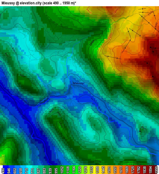 Mieussy elevation map