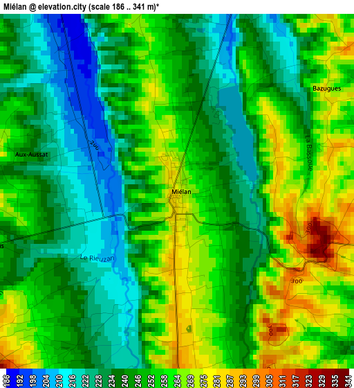 Miélan elevation map