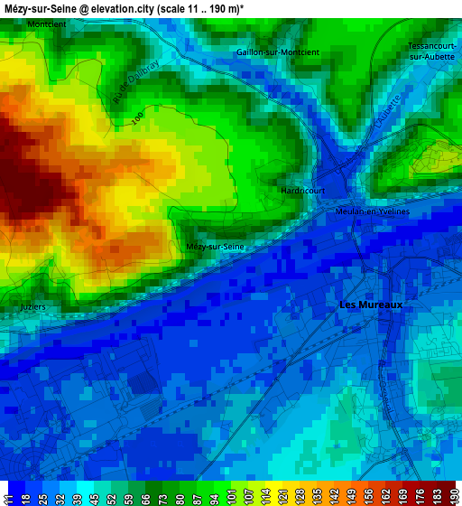 Mézy-sur-Seine elevation map