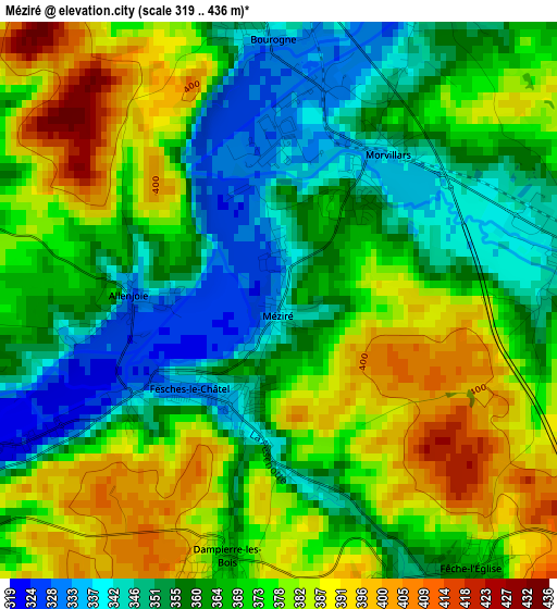 Méziré elevation map