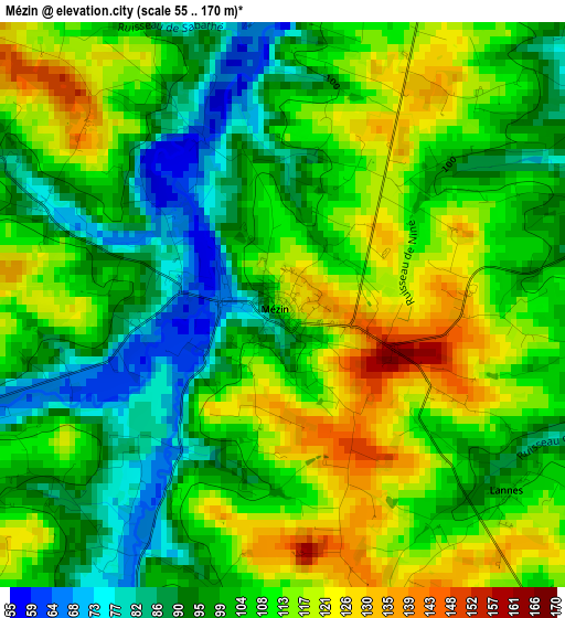 Mézin elevation map