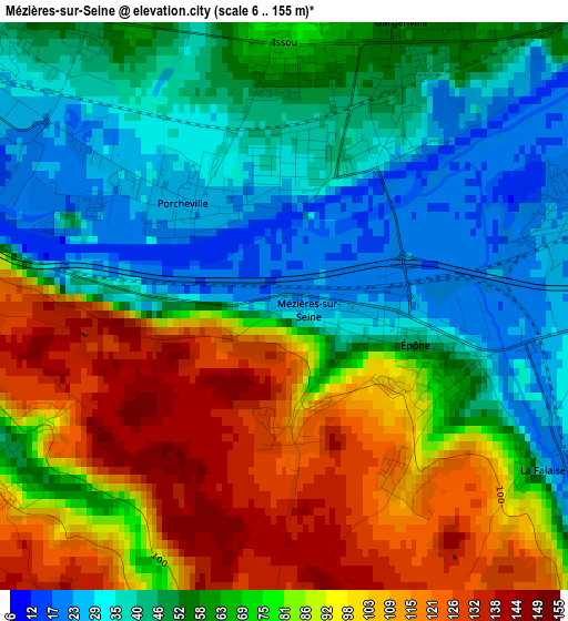 Mézières-sur-Seine elevation map