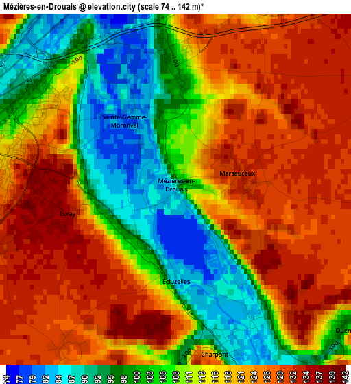 Mézières-en-Drouais elevation map