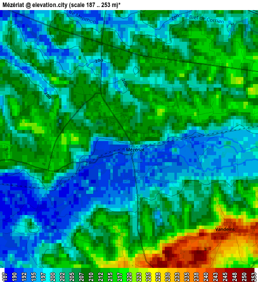 Mézériat elevation map